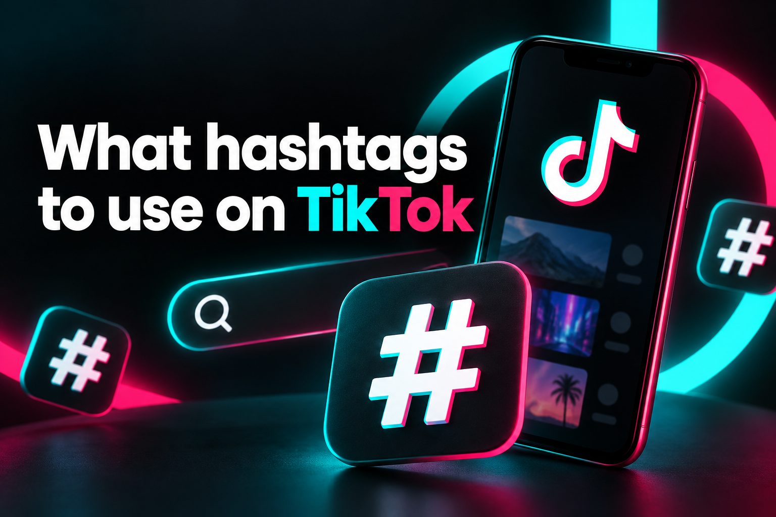 TikTok creator choosing hashtags for a new video